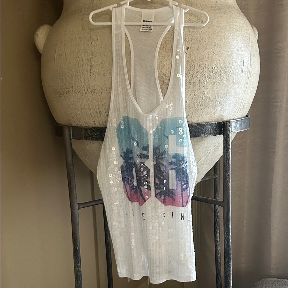 Victoria's Secret White Sequin Tank Top